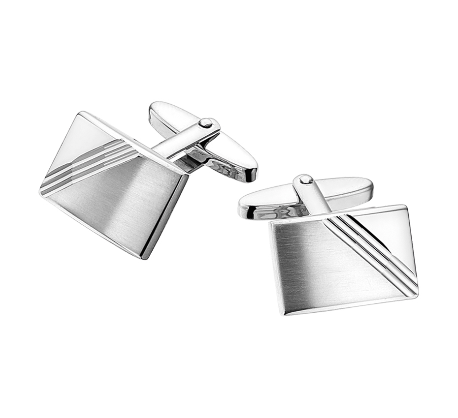 Gediamanteerde manchetknopen van zilver met mat en glans 18,5 x 12,5 mm
