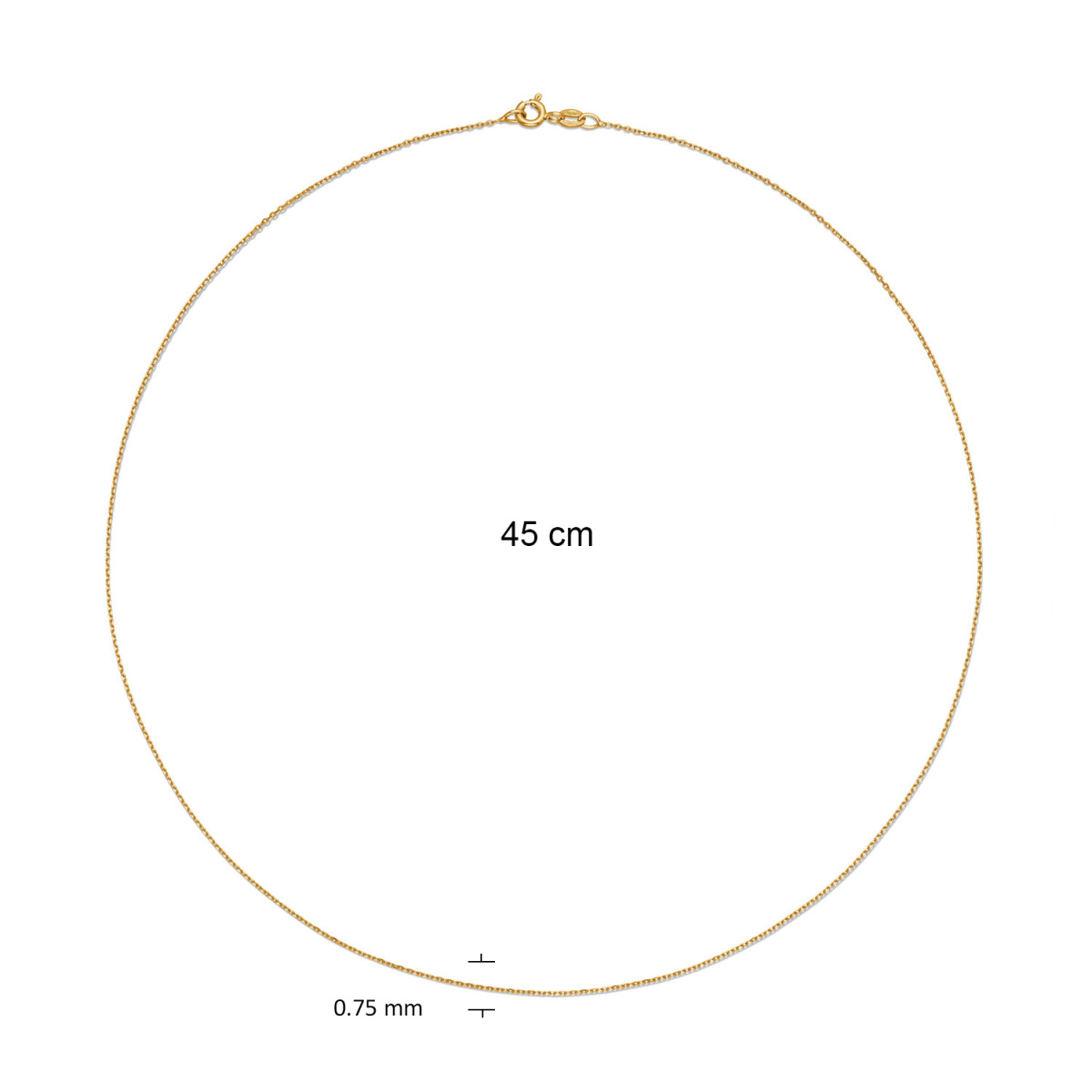 GLOW 201.2545/1.3 14-karaat gouden schakelketting met ankerschakel 0.75 mm breed - Lengte 45 cm