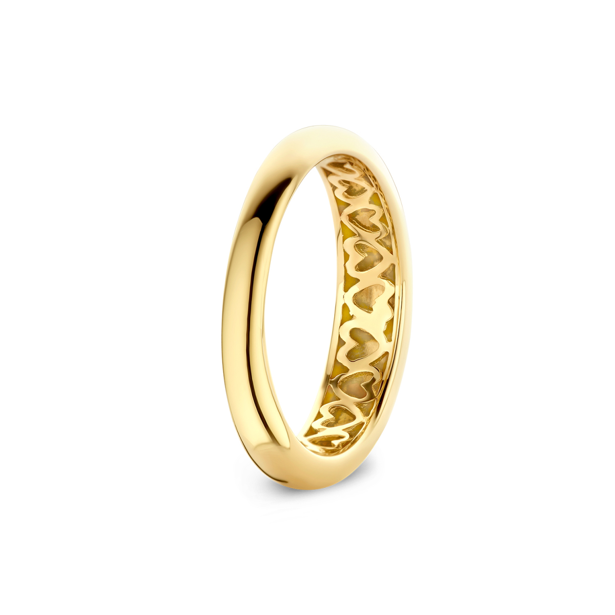 GLOW 214.1227 14-karaat gouden ring met uitgesneden hartjes 5 mm breed