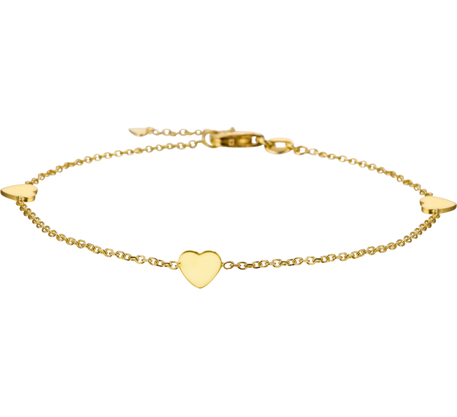 Armband goud drie hartjes
