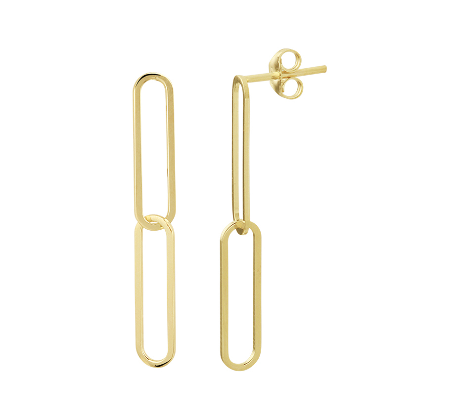 Echt gouden oorhangers in schakelvorm