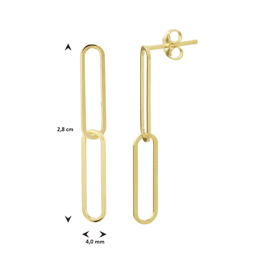 Echt gouden oorhangers in schakelvorm