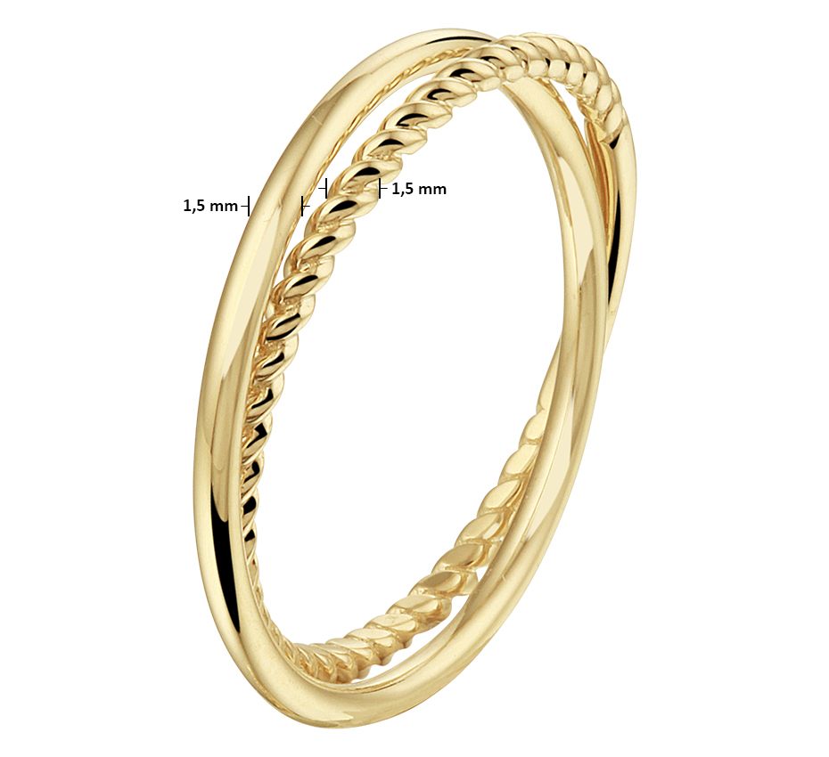 Mooie dubbele ring goud met gedraaide ring