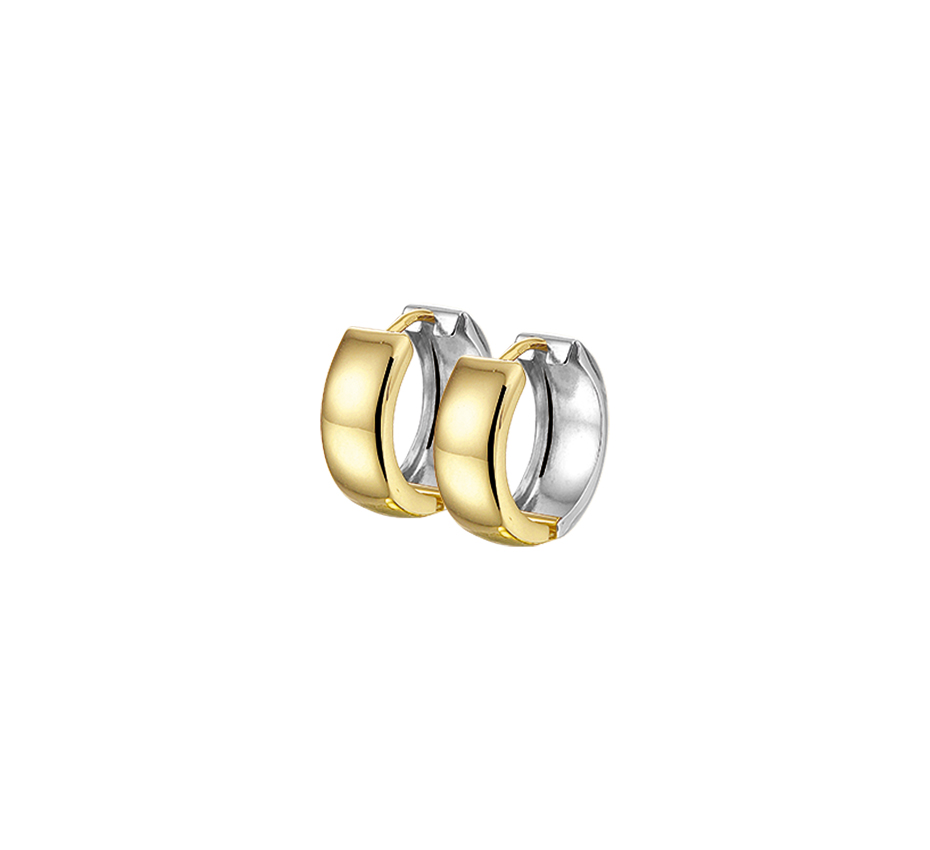 Luxe goud en zilverkleurige klapcreolen 5 mm breed