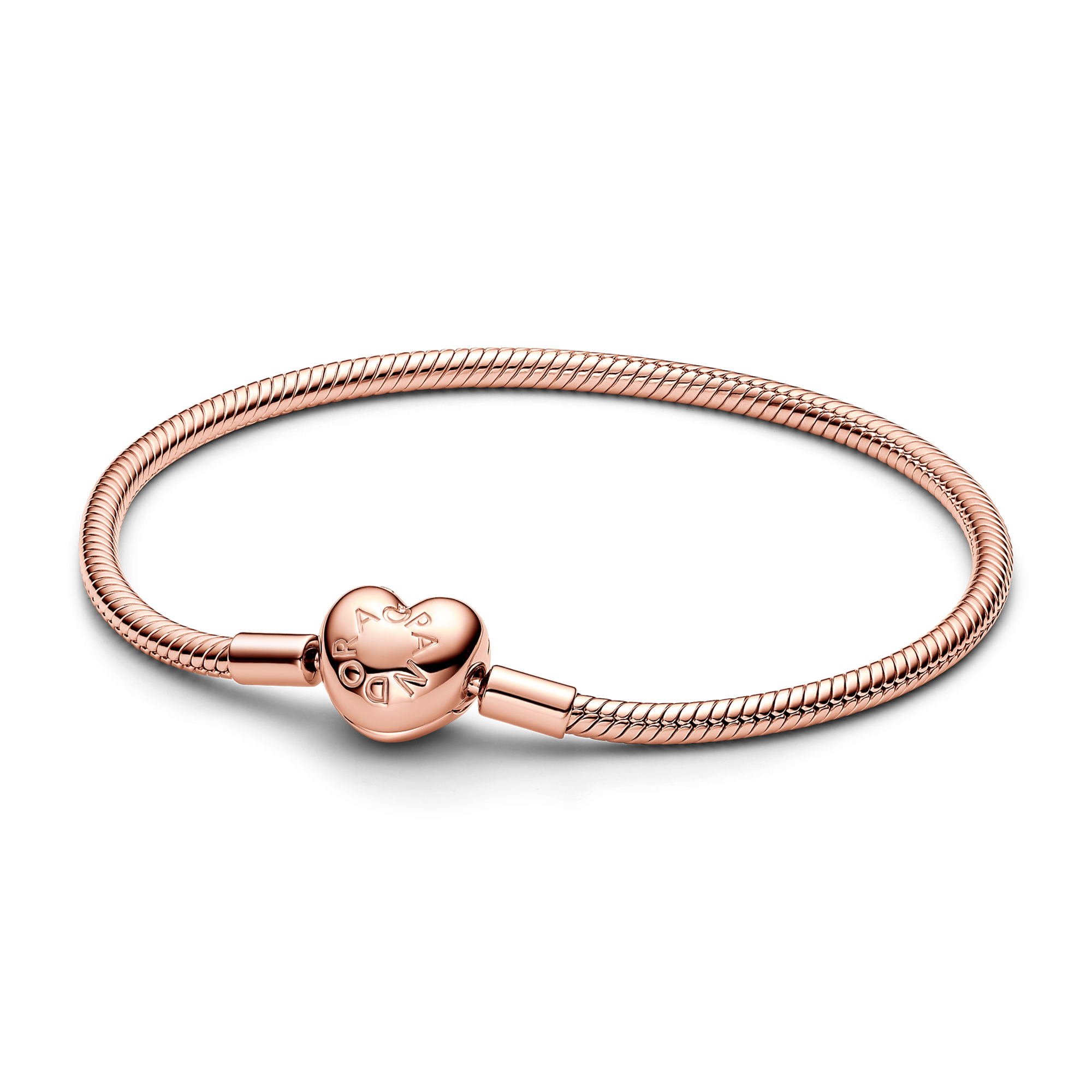 Pandora Moments 583050C00 rosé vergulde snake chain armband met hartje