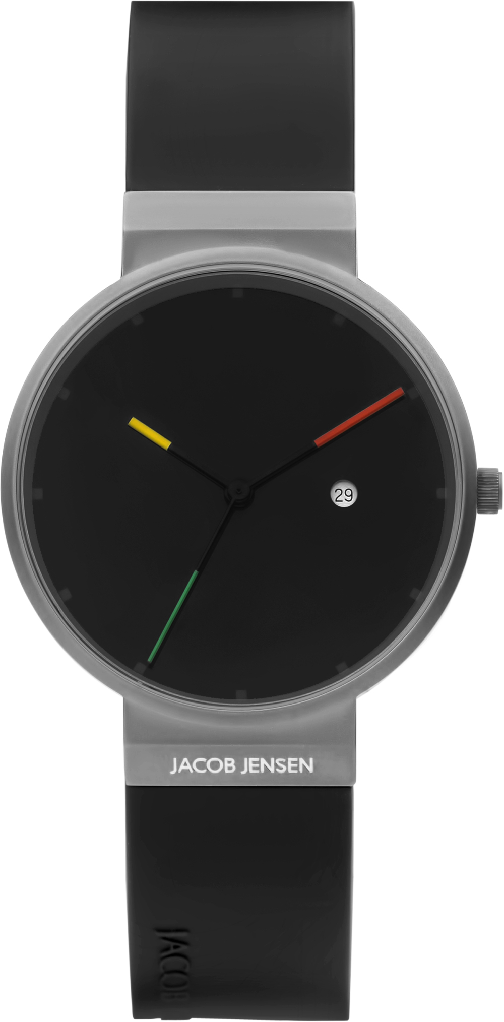 Jacob Jensen Titanium 647 herenhorloge van grijs titanium met zwarte wijzerplaat Ø 35 mm