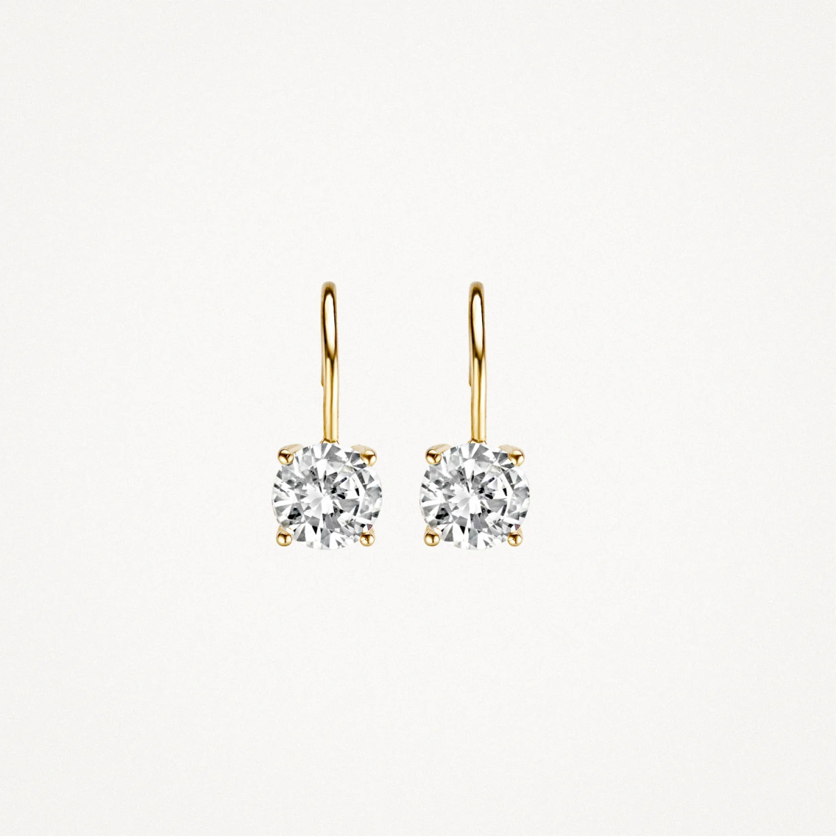 Blush 7055YZI 14-karaat gouden oorhangers met ronde zirkonia - Hoogte 15 mm