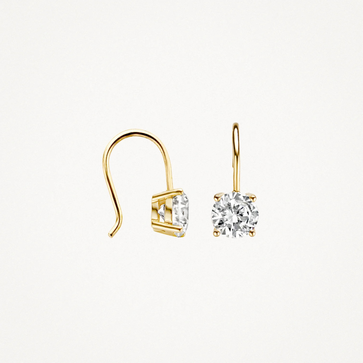 Blush 7055YZI 14-karaat gouden oorhangers met ronde zirkonia - Hoogte 15 mm
