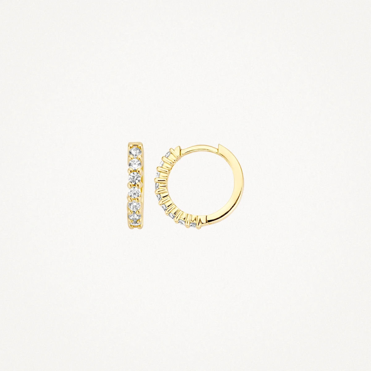 Blush 7134YZI 14-karaat gouden klapoorringen met zirkonia rij 1.9 mm - Diameter 11 mm