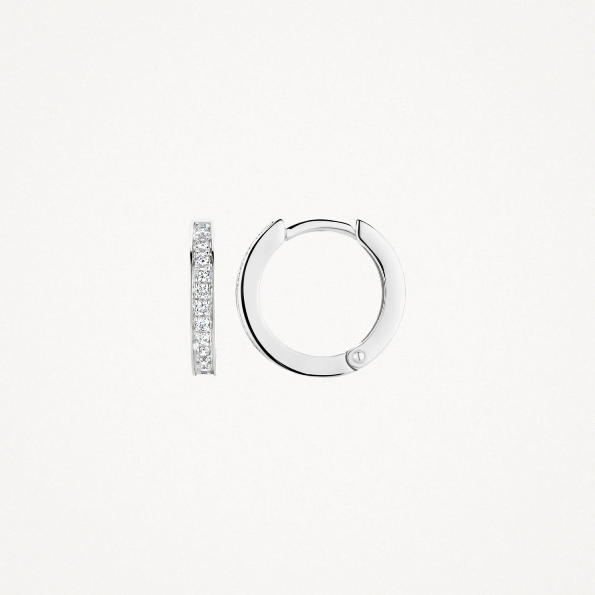 Blush 7163WZI 14-karaat witgouden oorringen met briljant geslepen zirkonia 2 mm breed - Diameter 12.5 mm