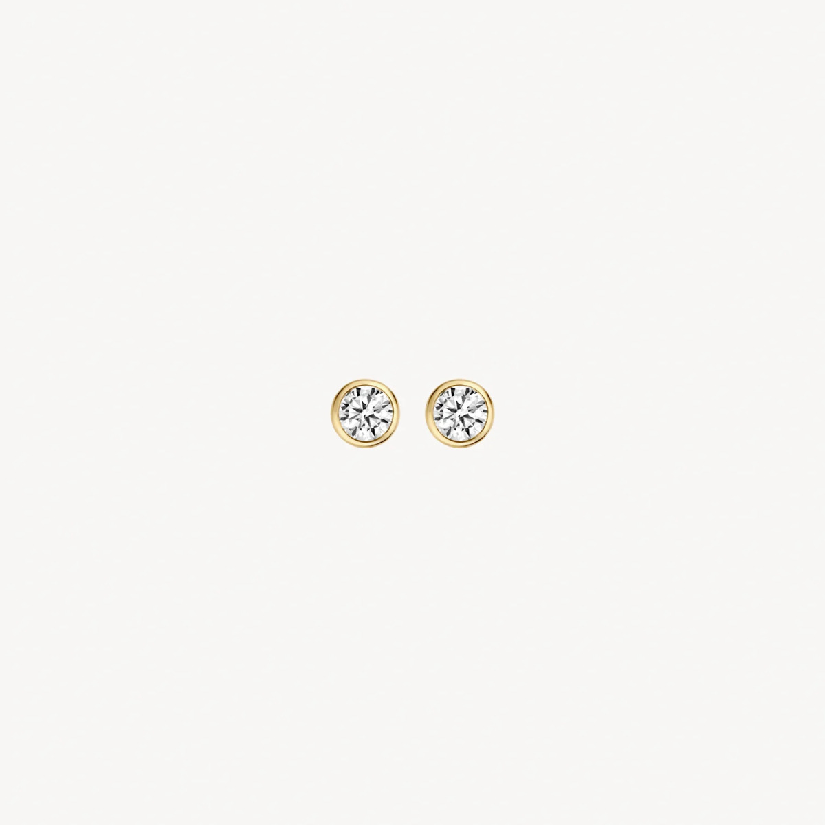 Blush 7256YZI ronde 14-karaat gouden oorknopjes met ronde zirkonia - Diameter 3.8 mm