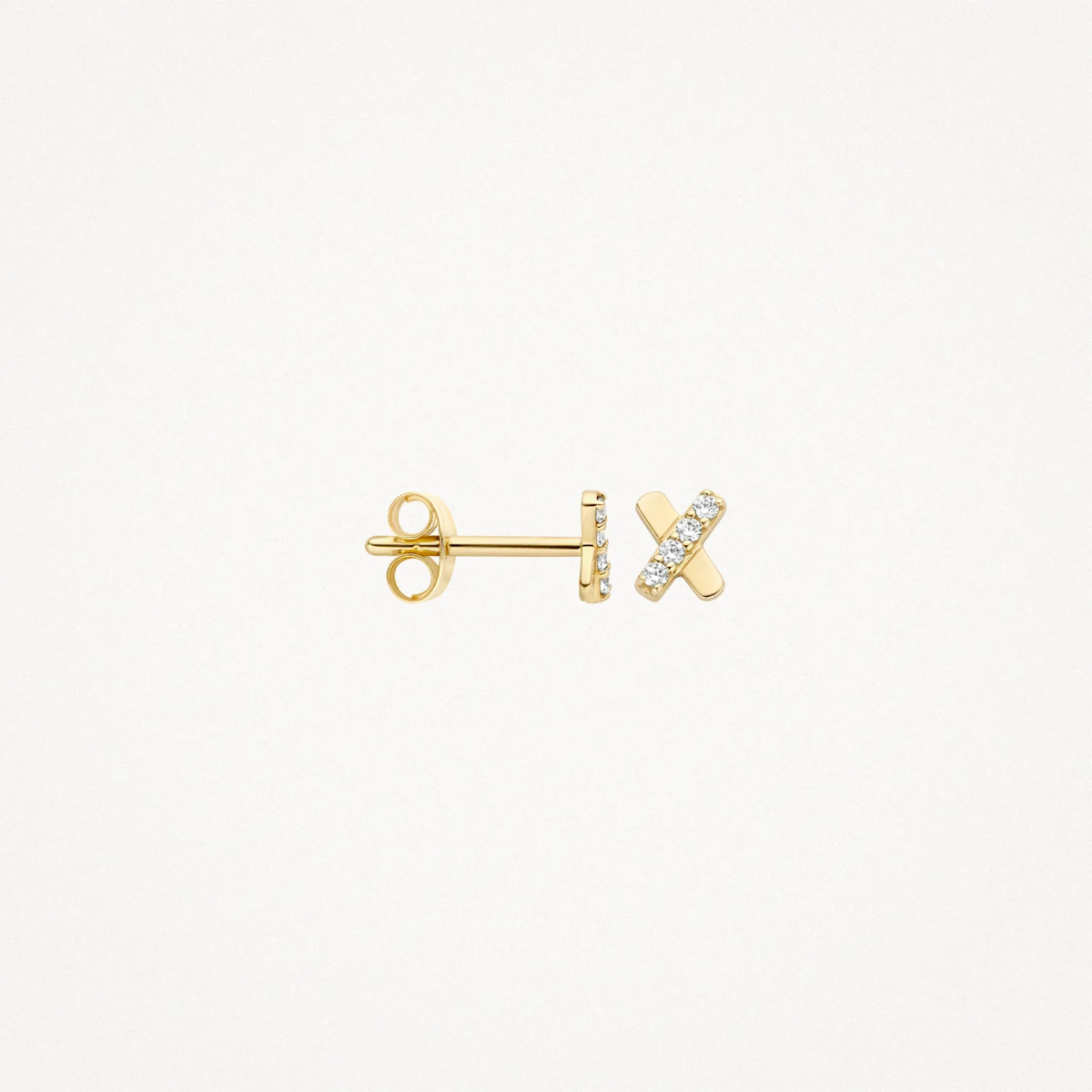 Blush 7301YZI 14-karaat gouden X oorknopjes met zirkonia - 3.8 mm breed
