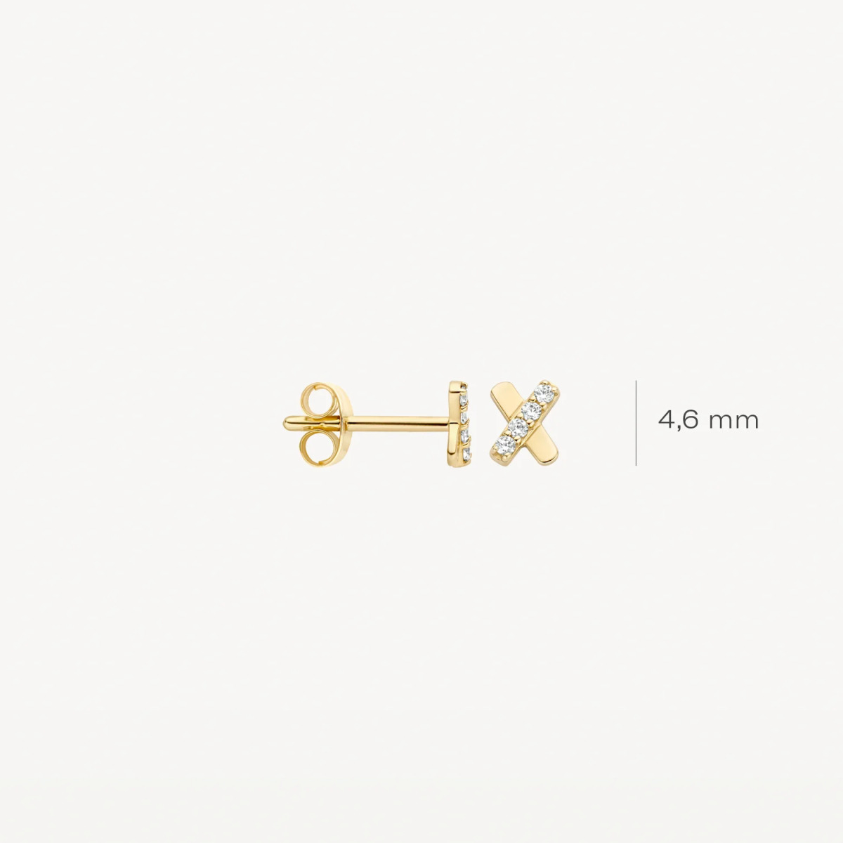 Blush 7301YZI 14-karaat gouden X oorknopjes met zirkonia - 3.8 mm breed