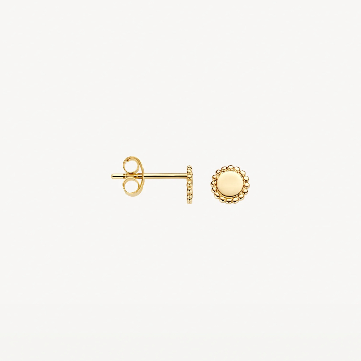 Blush 7351YGO 14-karaat gouden oorstekers met bolletjes rand - Diameter 4.8 mm