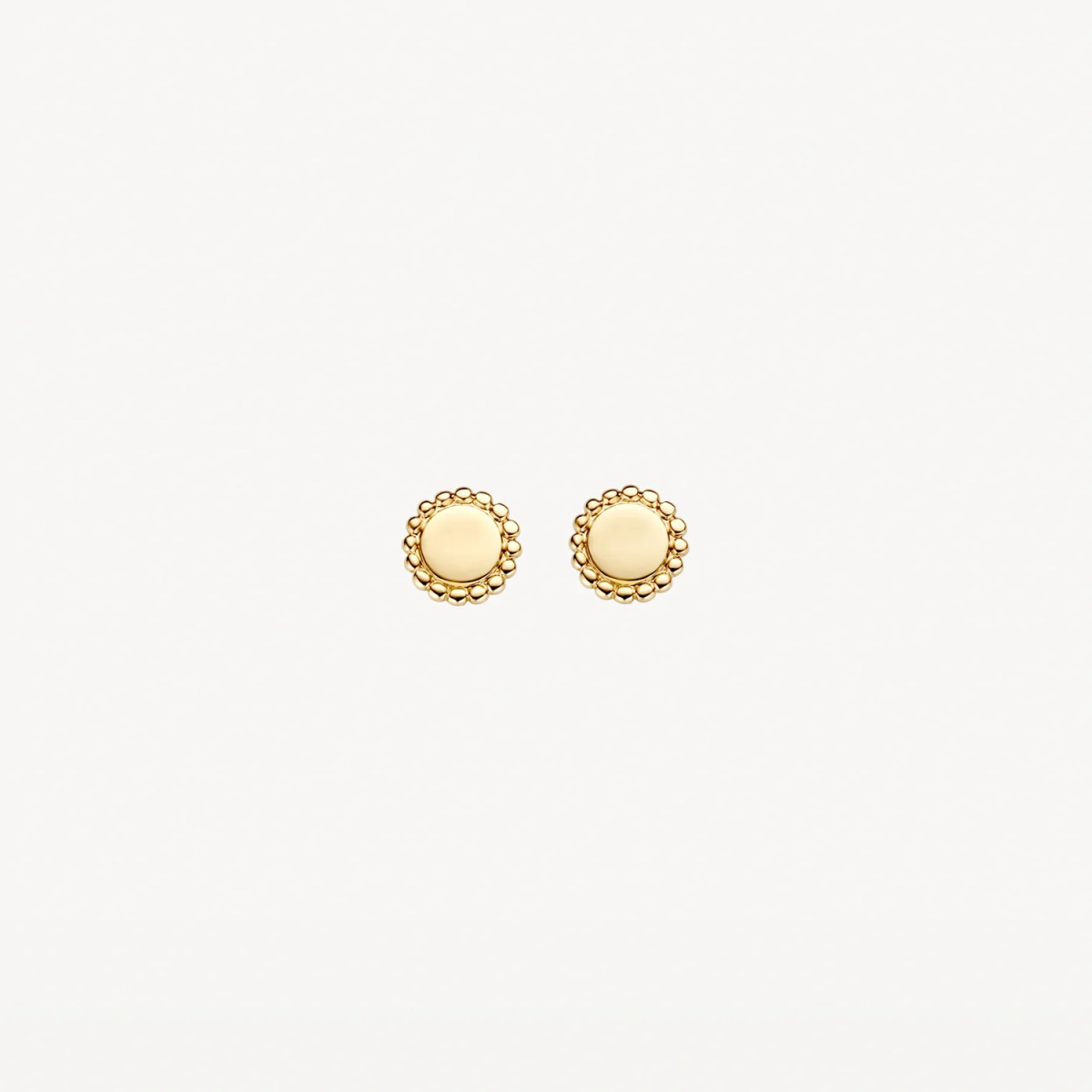 Blush 7351YGO 14-karaat gouden oorstekers met bolletjes rand - Diameter 4.8 mm