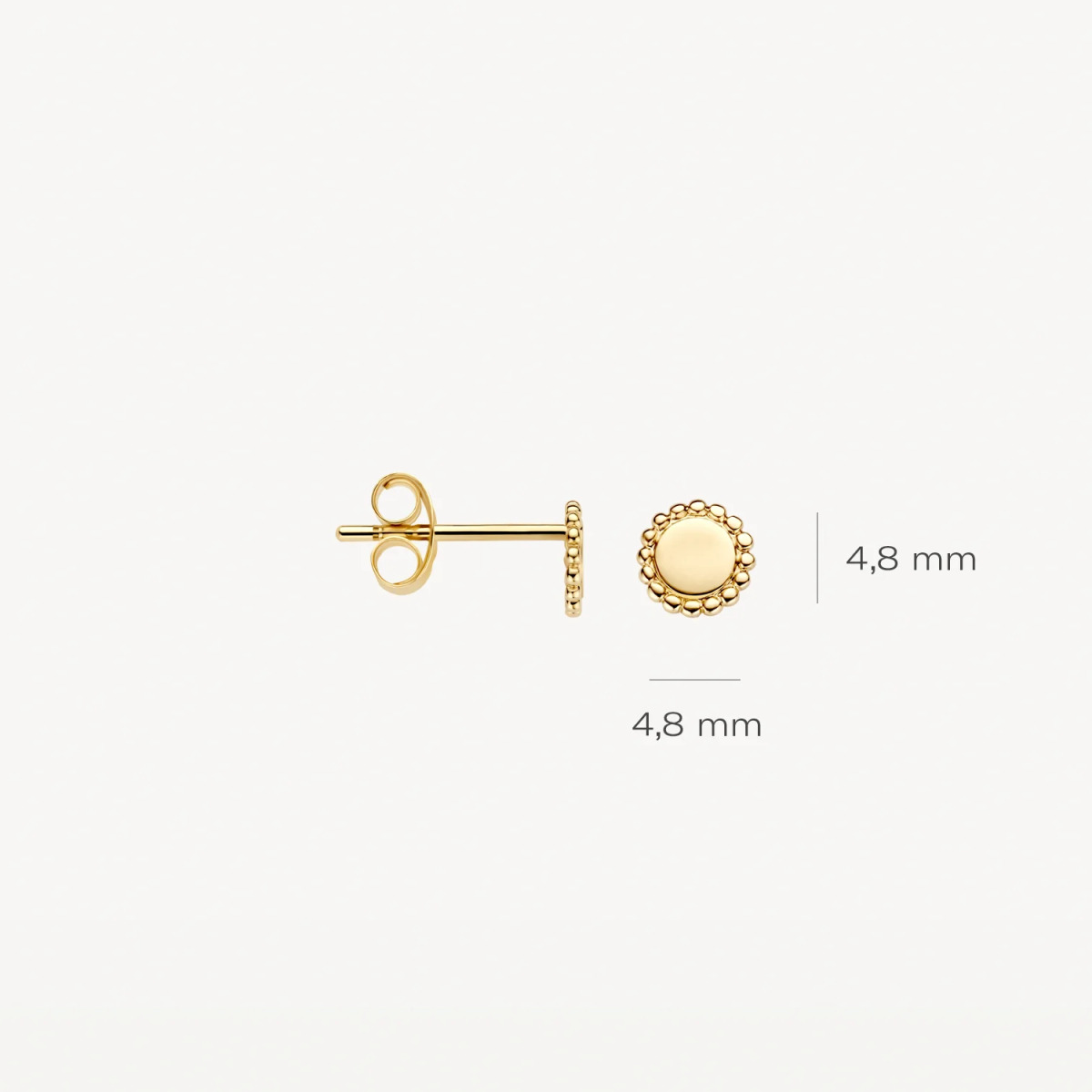 Blush 7351YGO 14-karaat gouden oorstekers met bolletjes rand - Diameter 4.8 mm
