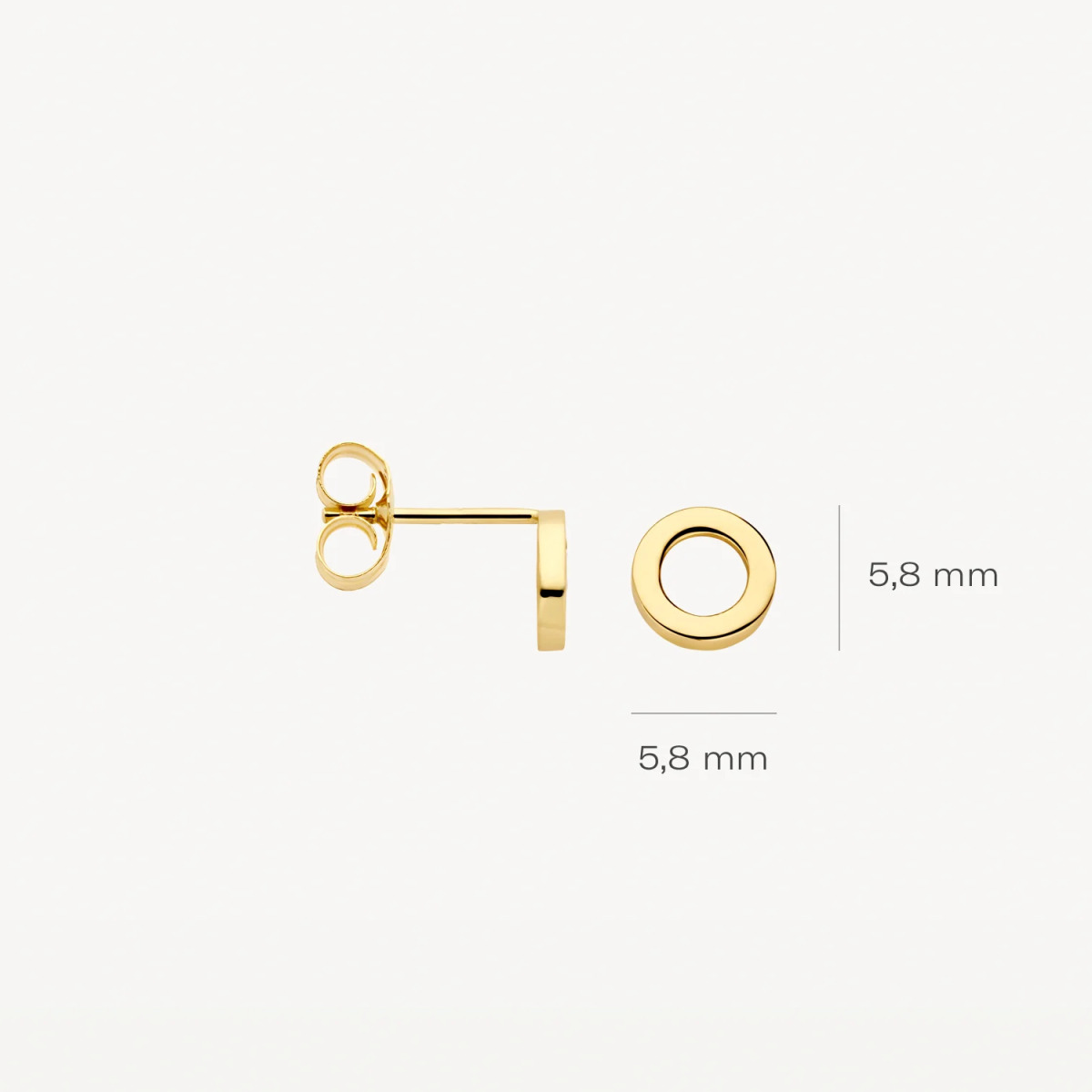 Blush 7361YGO 14-karaat gouden oorknopjes met open cirkel - Diameter 5.8 mm