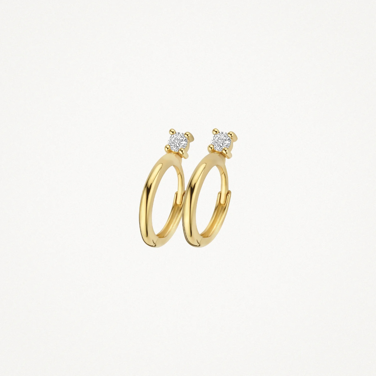 Blush 7372YZI 14-karaat gouden oorringen met ronde zirkonia steen 1.5 mm breed - Hoogte 14.5 mm