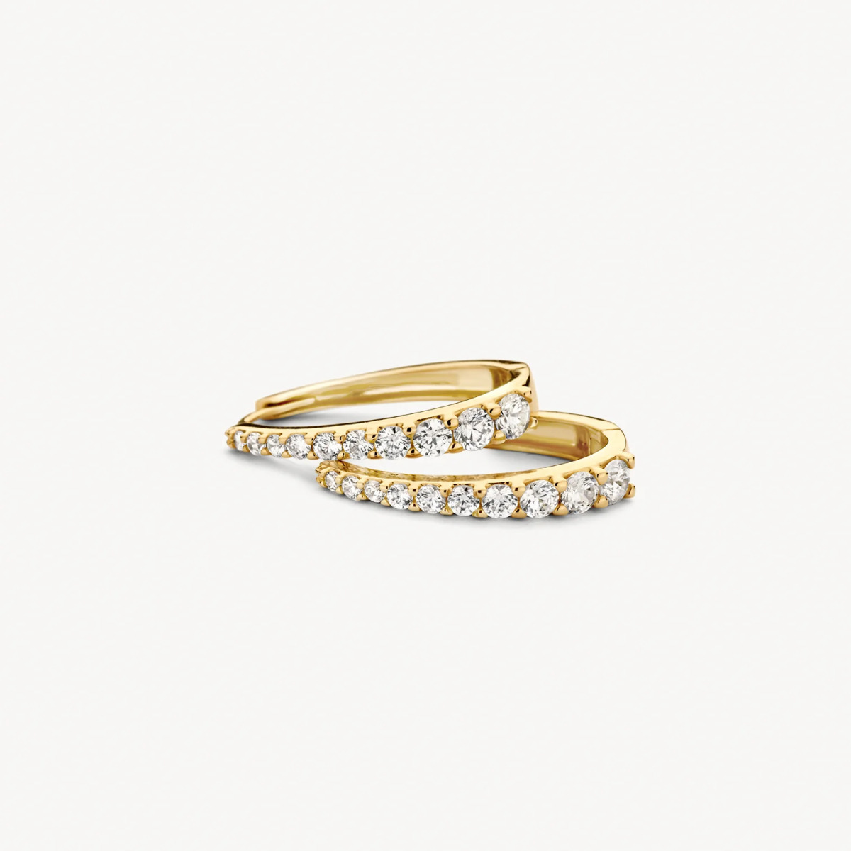 Blush 7375YZI 14-karaat gouden ovale klapoorringen met zirkonia 3 mm breed - Hoogte 20 mm