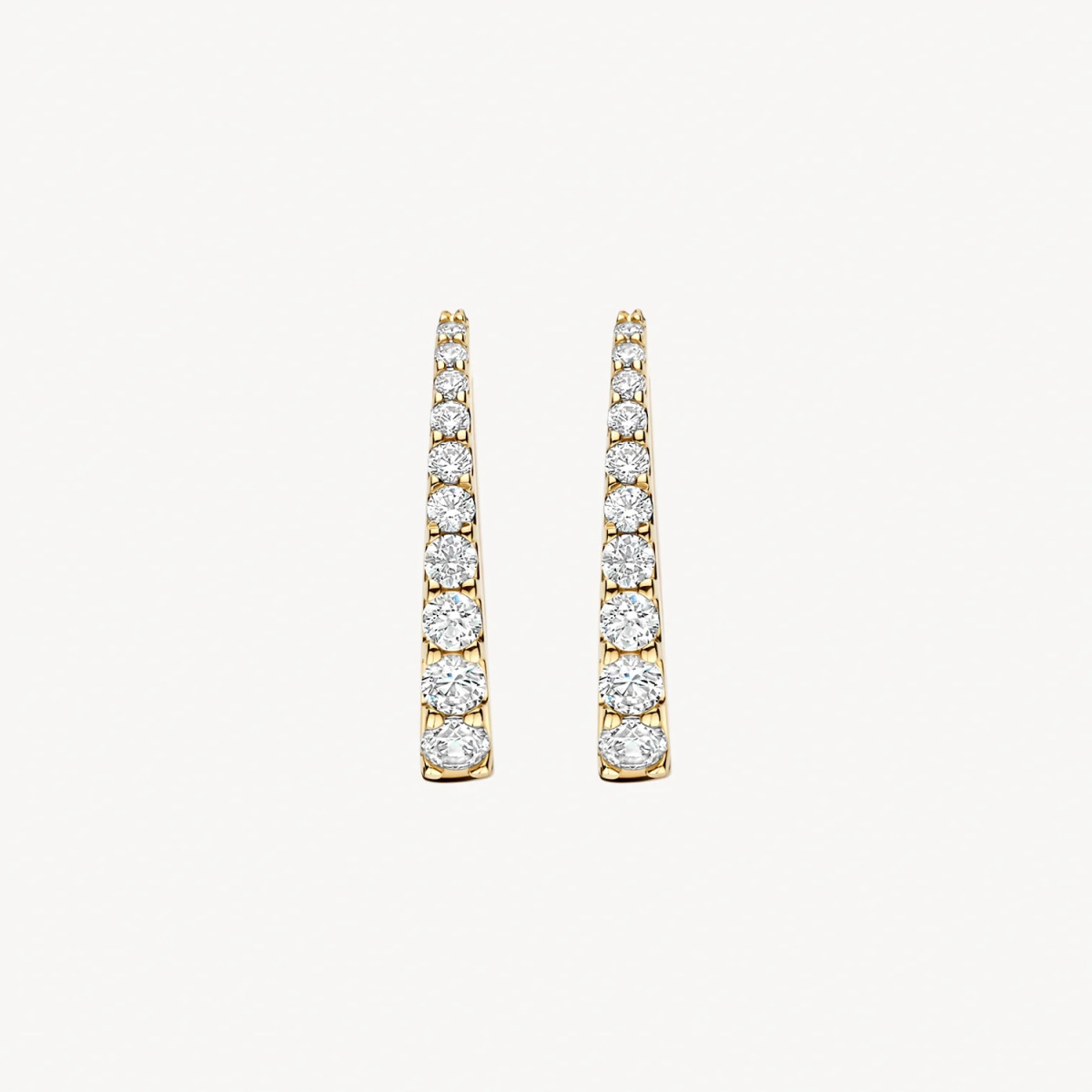 Blush 7375YZI 14-karaat gouden ovale klapoorringen met zirkonia 3 mm breed - Hoogte 20 mm