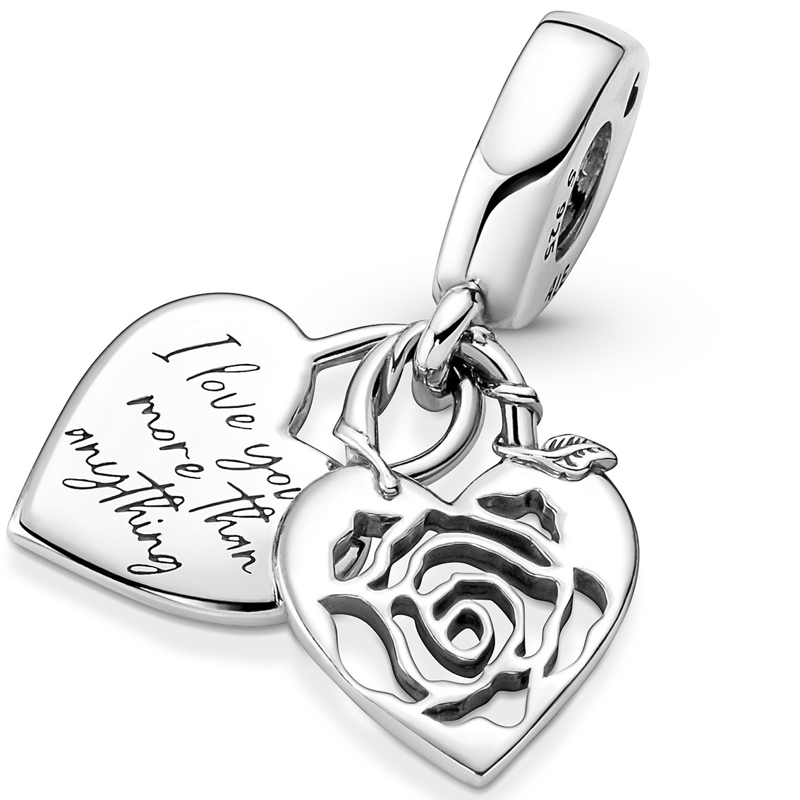 Pandora Moments 790086C00 hangend zilveren bedeltje met hartje en roos