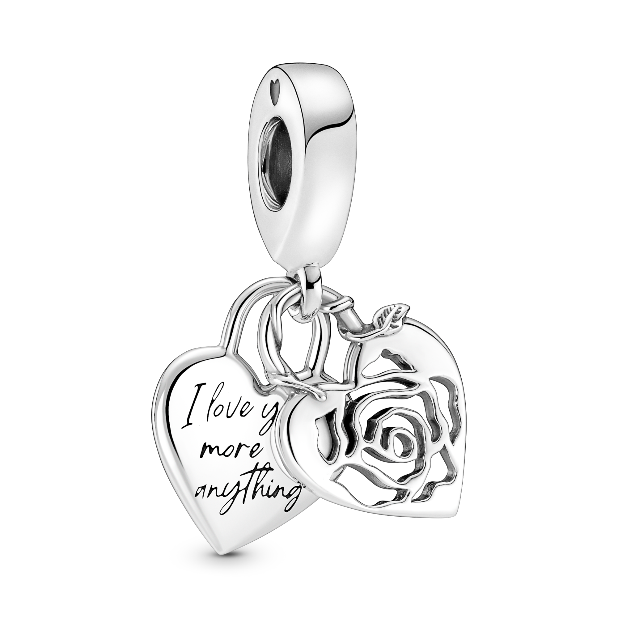 Pandora Moments 790086C00 hangend zilveren bedeltje met hartje en roos