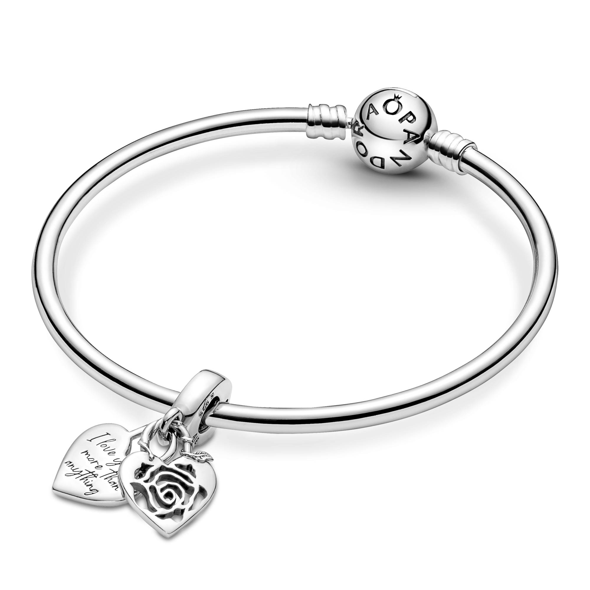 Pandora Moments 790086C00 hangend zilveren bedeltje met hartje en roos
