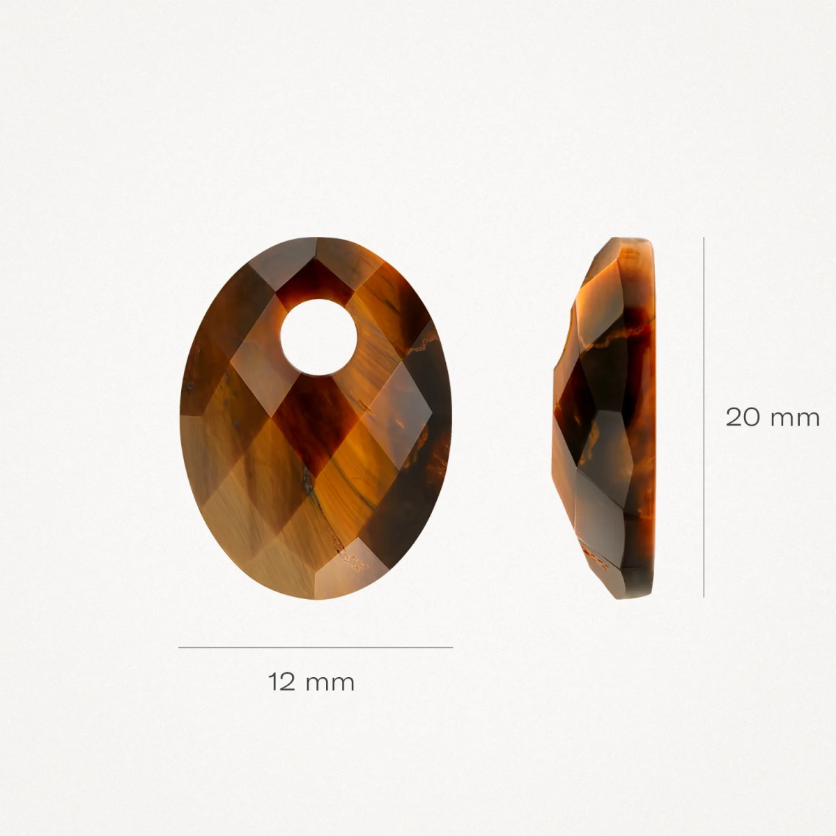 Blush 810TIGO bruine oorbedels met ovale tijgeroog steen 12 mm breed - Hoogte 20 mm