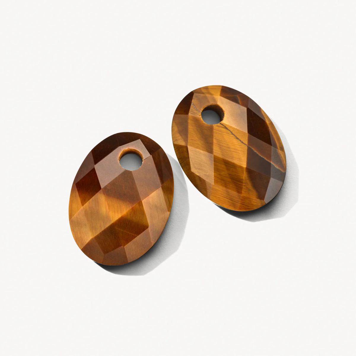 Blush 810TIGO bruine oorbedels met ovale tijgeroog steen 12 mm breed - Hoogte 20 mm