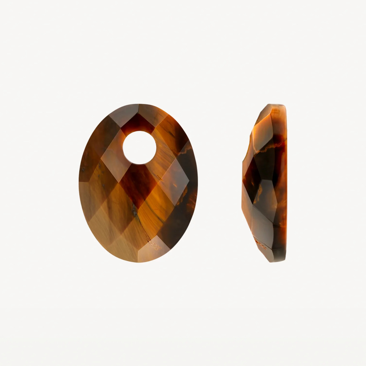 Blush 810TIGO bruine oorbedels met ovale tijgeroog steen 12 mm breed - Hoogte 20 mm