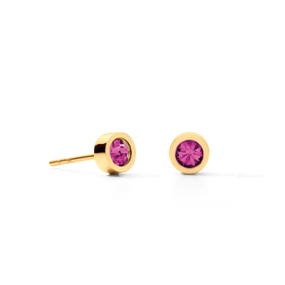 coeur-de-lion-oorstekers-sparkling-dots-0227-21-0416-goudkleurig-met-roze-kristal-rond
