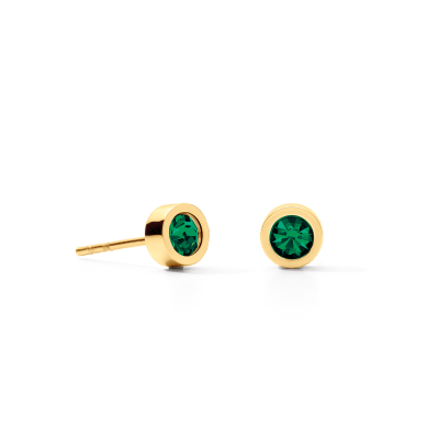 coeur-de-lion-oorstekers-sparkling-dots-0227-21-0549-goudkleurig-met-groen-kristal