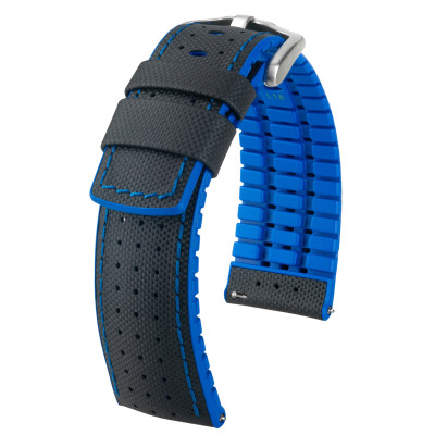HIRSCH Robby 0918094050-4 sportieve zwarte leren horlogeband met gesp
