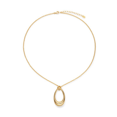 GLOW 102.8681.45 gold plated ketting met open druppel hanger - Lengte 45 cm