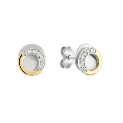 glow-106080400-bicolor-ronde-oorbellen-met-zirkonia-en-goud-plated-afwerking-diameter-9-mm