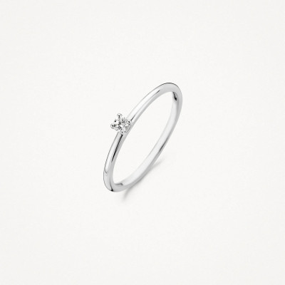 Blush 1200WZI 14-karaat witgouden solitair ring met ronde zirkonia1.3 mm breed