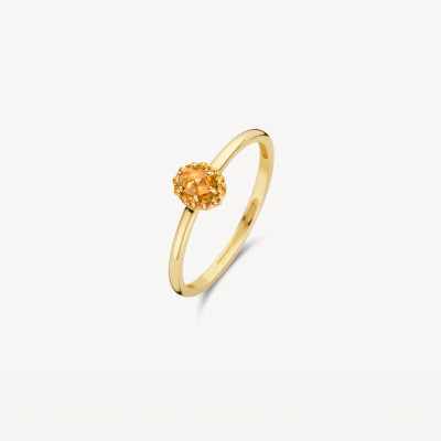 Blush 1226YCI 14k gouden halo ring met oranje citrien en ovale vorm 1.3 mm breed