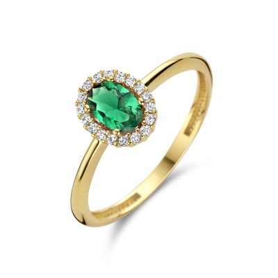 14-karaat-gouden-ring-met-ovale-zirkonia-groen