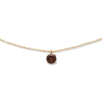 GLOW 202.0242.45 14-karaat gouden ketting met bruine rookkwarts hanger 5 mm - Lengte 45 cm