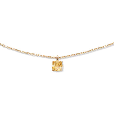 GLOW 202.0243.45 14-karaat gouden ketting met oranje citrien hanger 5 mm - Lengte 45 cm