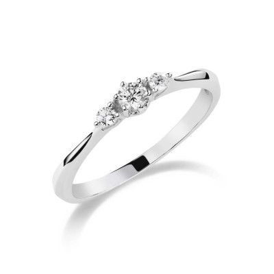 GLOW 214.3041LGD 14k witgouden trilogie ring met lab diamanten  0.19 crt 5 mm breed