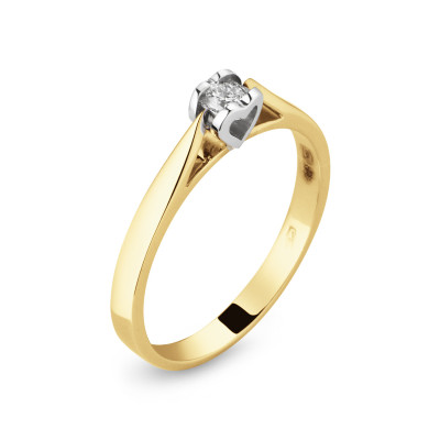 GLOW 214.5112LGD 14k gouden ring met lab diamant 0.08 crt en hartje 4 mm breed