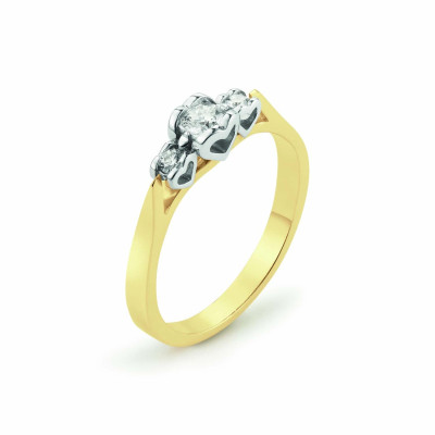GLOW 214.5114LGD 14k gouden trilogy ring met lab grown diamanten 0.19 crt 3 mm breed