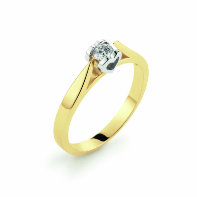 GLOW 214.5115LGD 14k gouden solitair ring met lab diamant 0.14 crt 3 mm breed