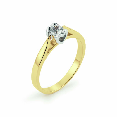 GLOW 214.5116LGD gouden solitair ring met lab grown diamant 0.25 crt en hartje 3 mm breed