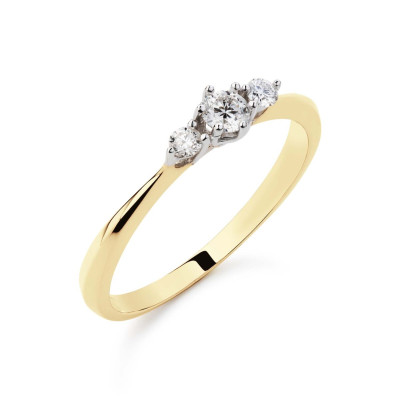 GLOW 214.6001LGD 14k gouden trilogy ring met ronde lab grown diamanten 0.19 crt 5 mm breed