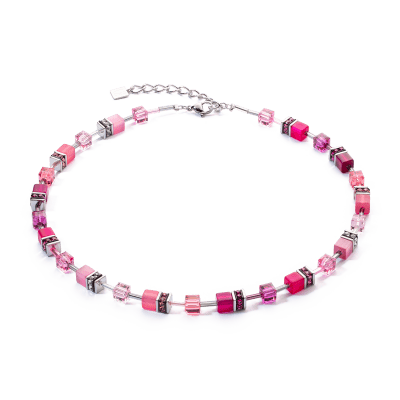 coeur-de-lion-geocube-ketting-iconic-2838-10-0422-zilverkleurig-met-roze-en-paars