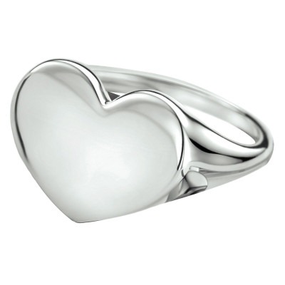 Zilveren zegelring in hartvorm