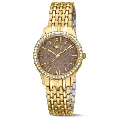 boccia-titanium-3376-03-verguld-dameshorloge-met-bruine-wijzerplaat-en-man-made-kristallen-bezel-30-mm