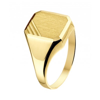 Prachtige gouden zegel ring gematteerd